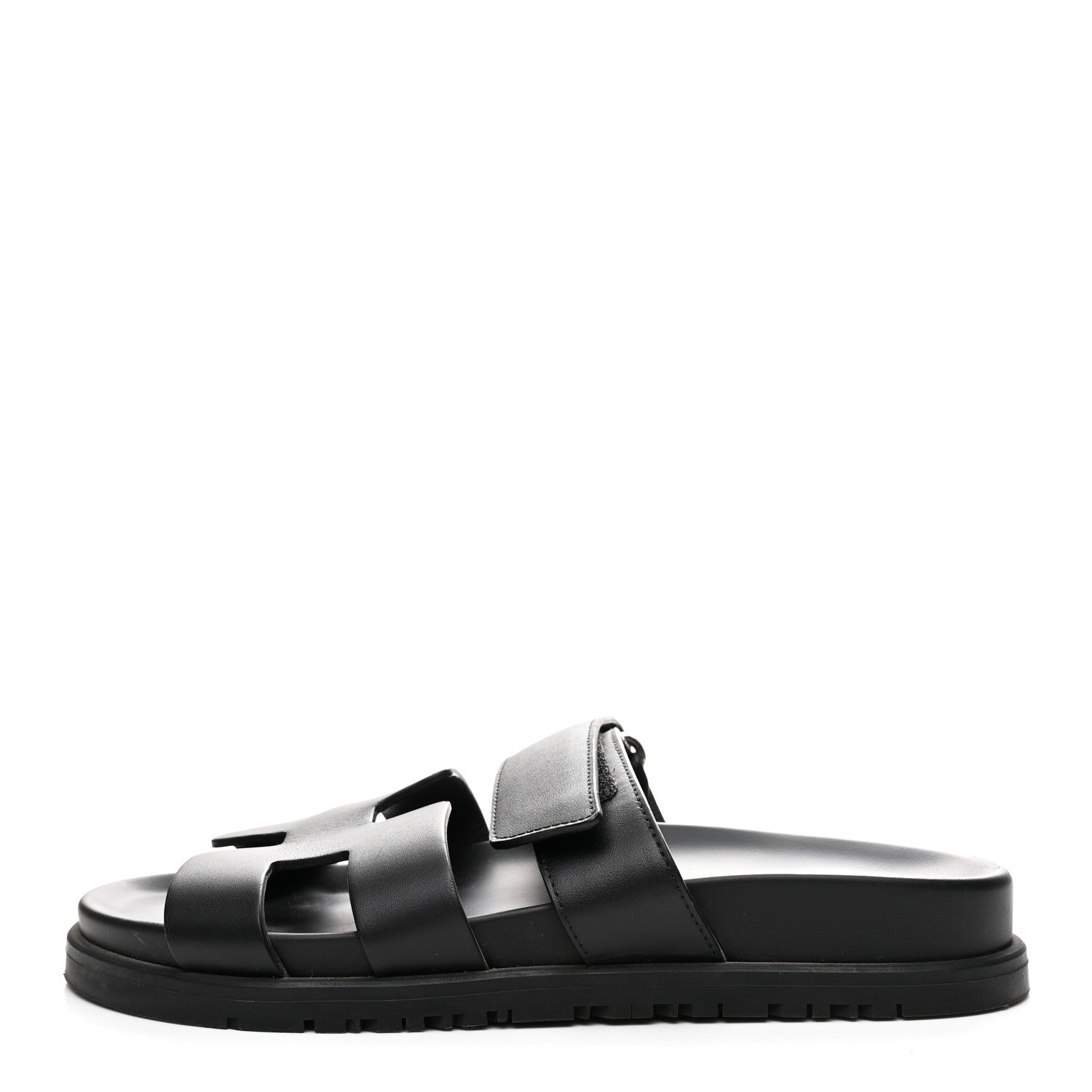 Hermes Calfskin Womens Chypre Sandals 36.5 Black 1 of 9