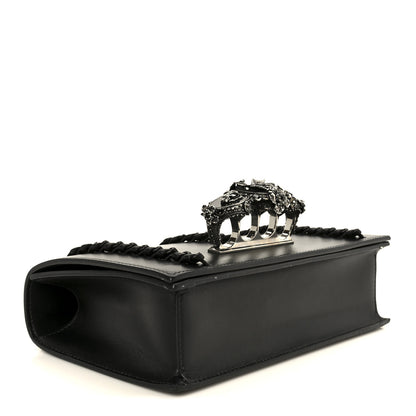 Alexander McQueen Calfskin Stitched Butterfly Jeweled Knuckle Satchel Black 4 of 11