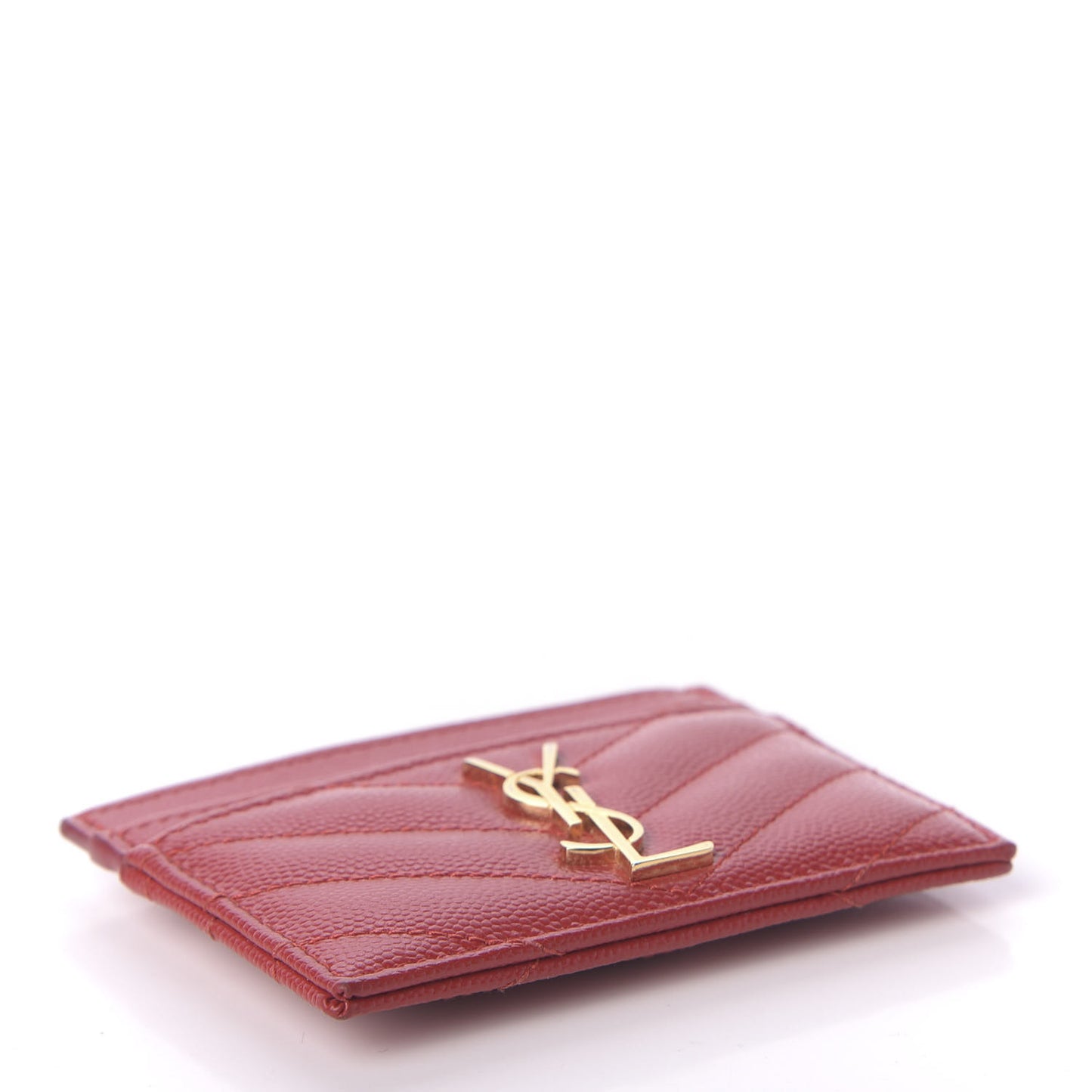 Grain De Poudre Matelasse Chevron Monogram Credit Card Case New Red