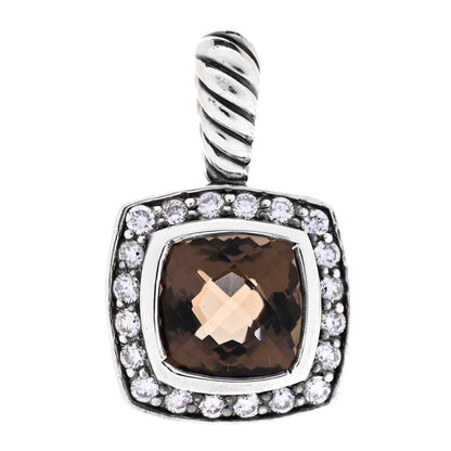 David Yurman Sterling Silver Diamond Smoky Quartz 7mm Petite Albion Pendant 1 of 4