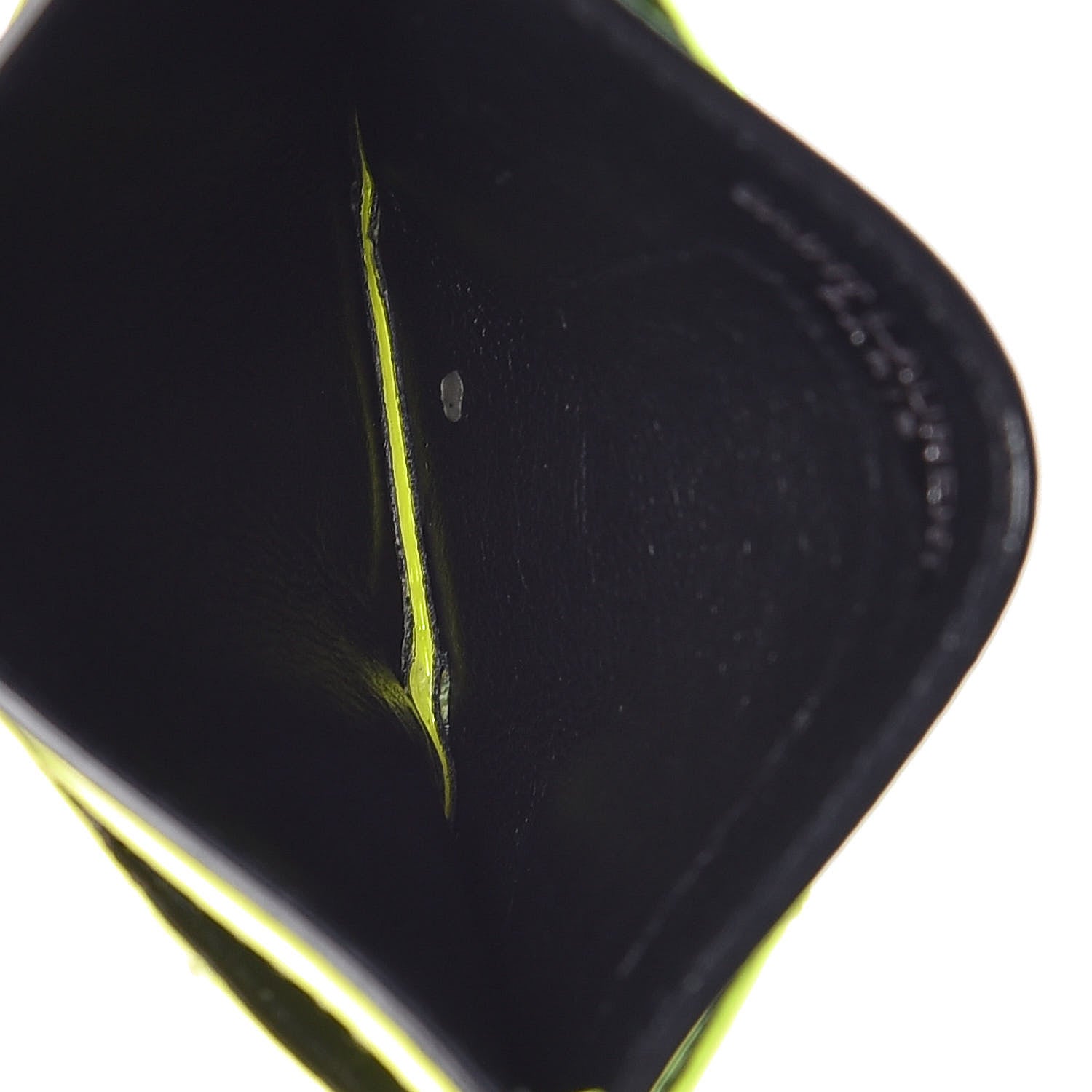 Saint Laurent Patent Grain De Poudre Matelasse Chevron Monogram Credit Card Case Neon Yellow 5 of 7