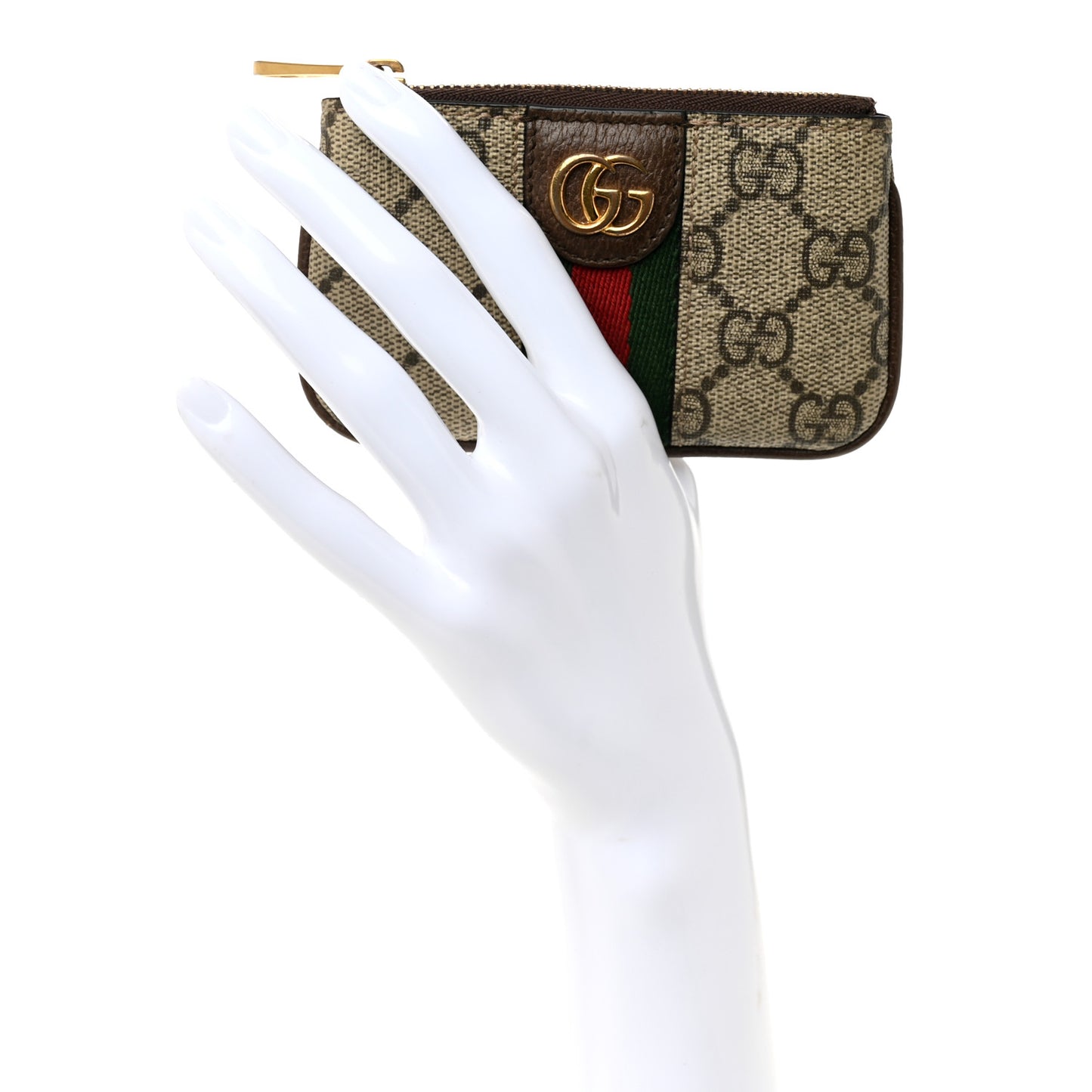 GG Supreme Monogram Web Ophidia Key Case Beige New Acero