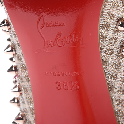 Christian Louboutin Pigalle Follies 100 Spiked Textured Lame 38.5 Rose Gold 9 of 11