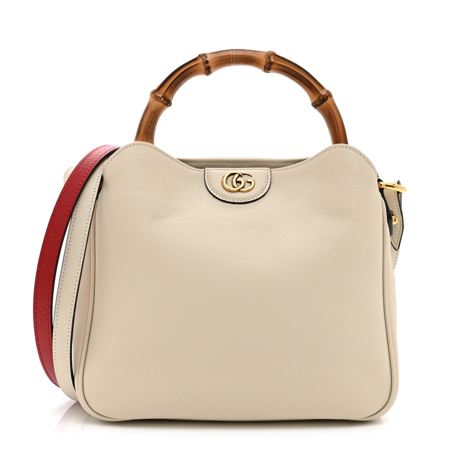 Softy Wonka Textured Dollar Calfskin Small Diana Shoulder Bag Mystic White Hibiscus Red