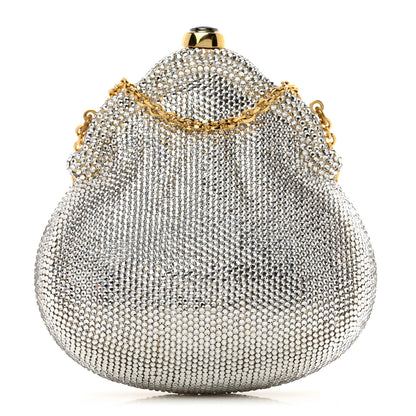 Judith Leiber Swarovski Crystal Chatelaine Minaudiere Clutch Silver Gold 1 of 12