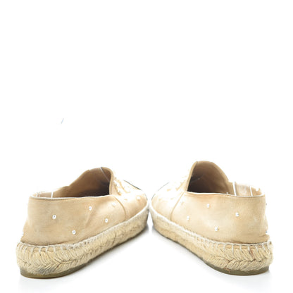 Chanel Suede Pearl CC Espadrilles 38 Beige Black 6 of 20