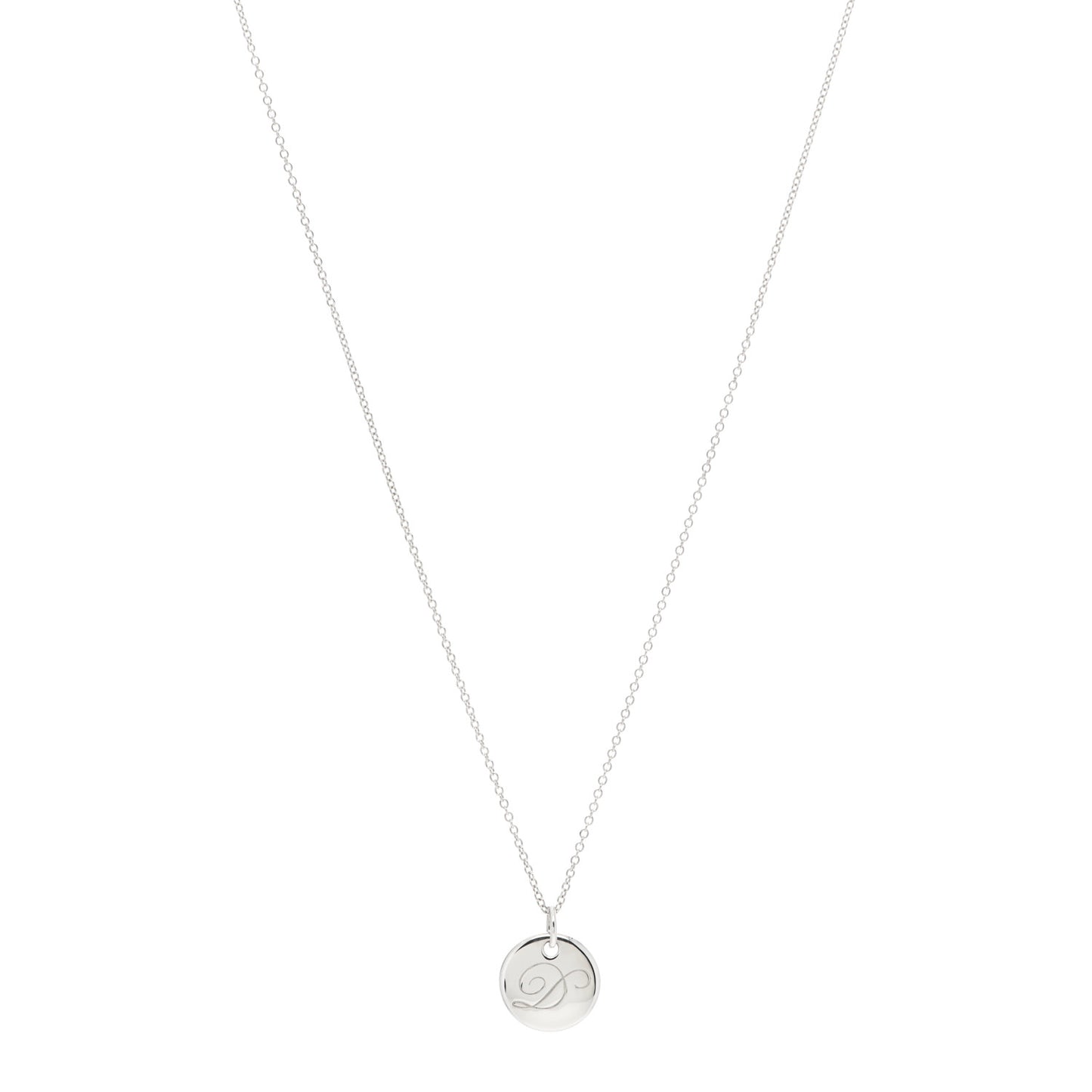 Sterling Silver Letter D Round Pendant Necklace