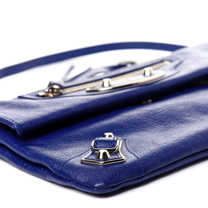 Balenciaga Chevre Gold Metallic Edge Hardware Envelope Clutch Bleu Roi 9 of 11