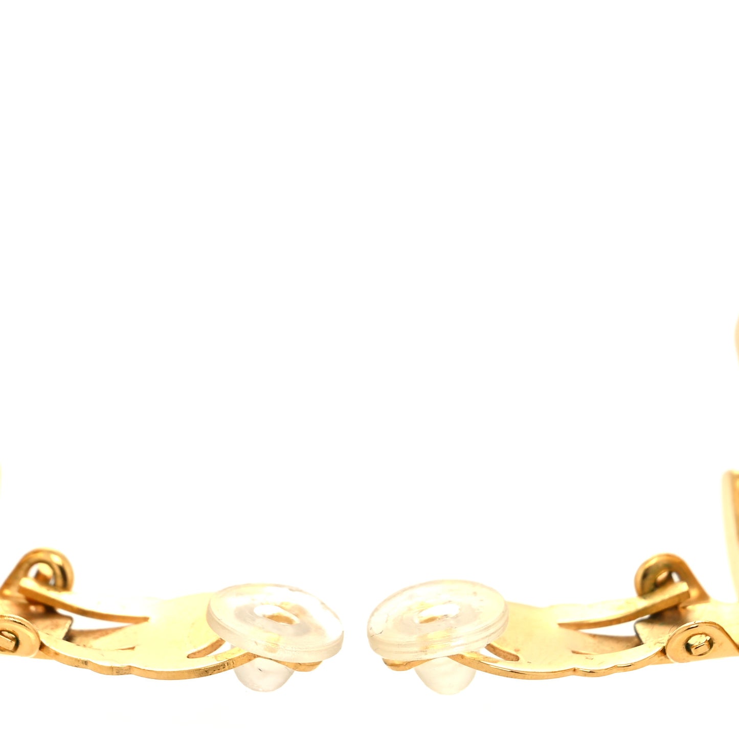 Metal CC Turnlock Clip On Earrings Gold