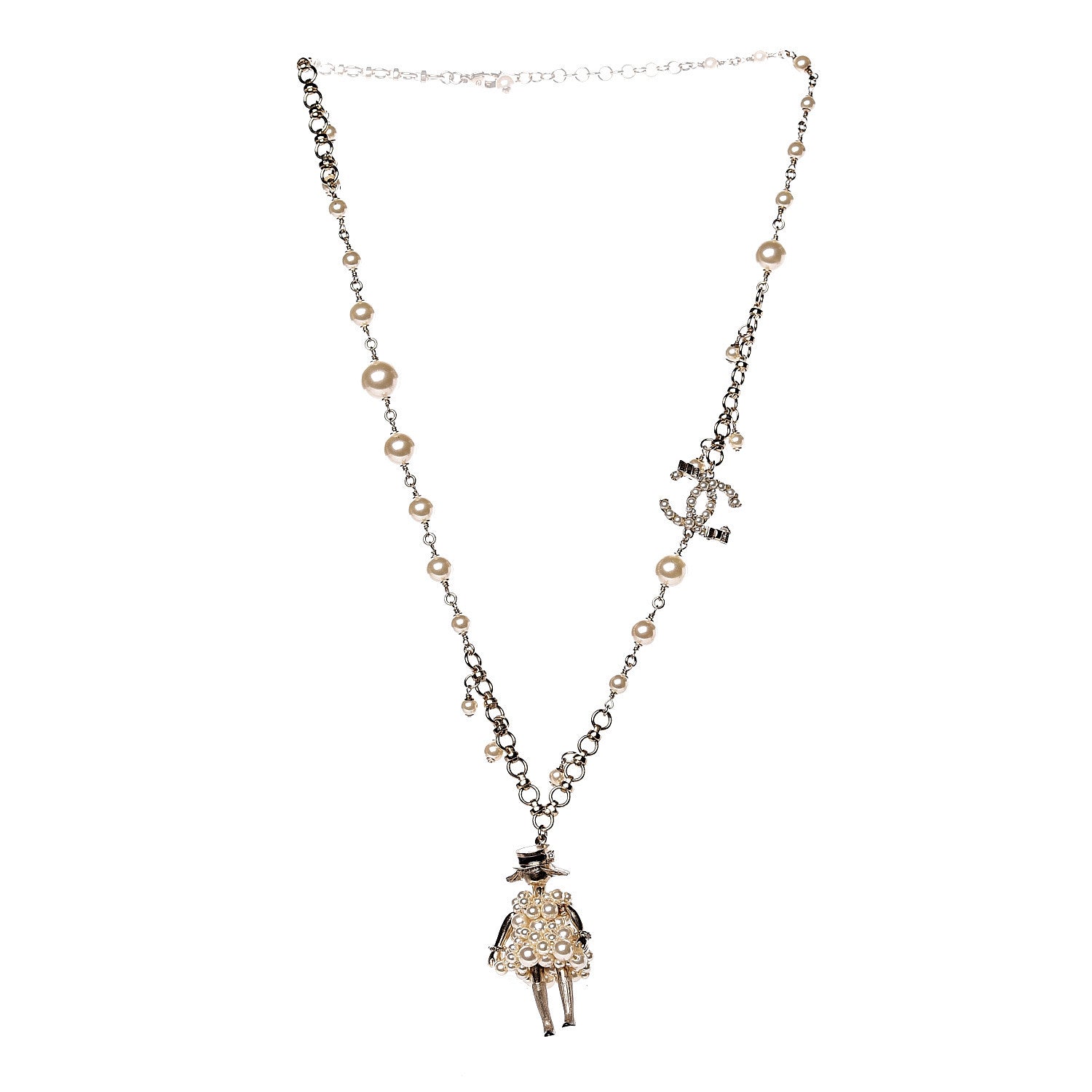 Chanel Pearl Coco CC Pendant Necklace Gold 3 of 6
