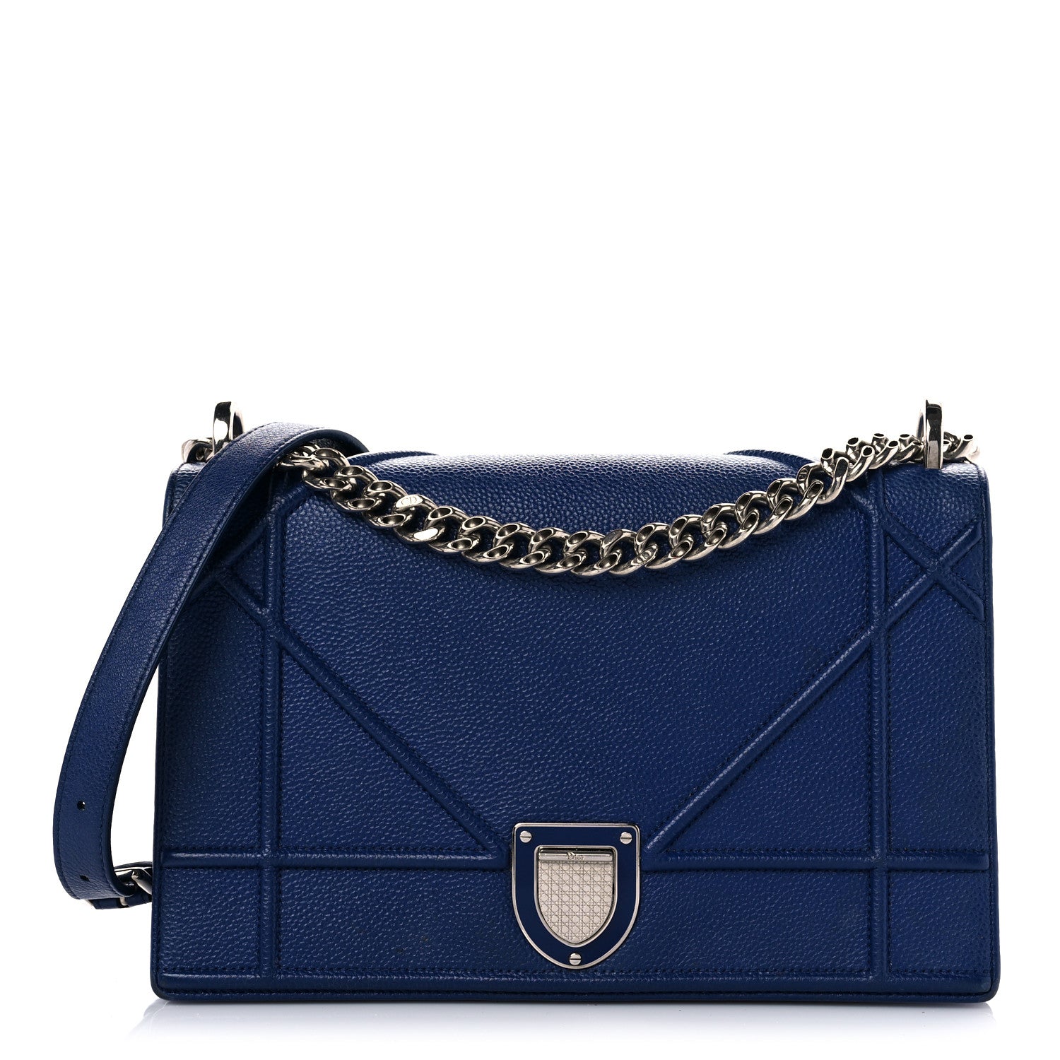 Christian Dior Grained Calfskin Medium Diorama Flap Bag Blue 1 of 15