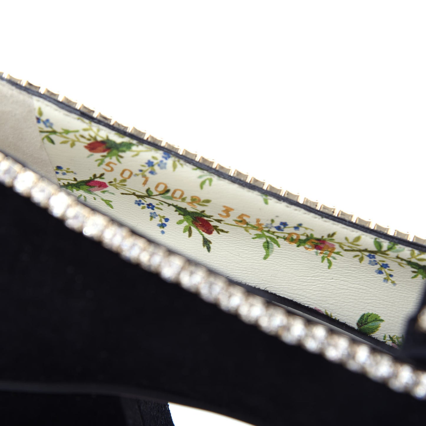 Kid Scamosciato Crystal GG Marmont Fringe 50mm Loafer Pumps 35.5 Black