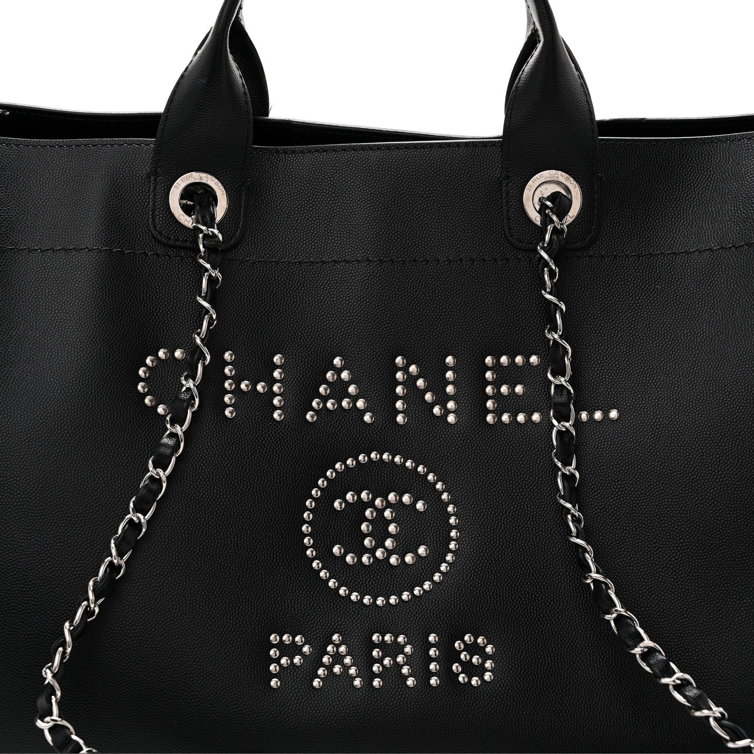 Chanel Caviar Medium Studded Deauville Tote Black 8 of 12