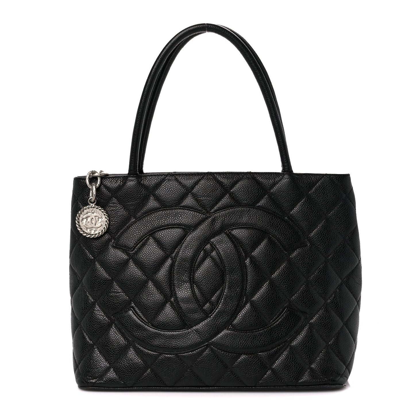 Caviar Quilted Medallion Tote Black