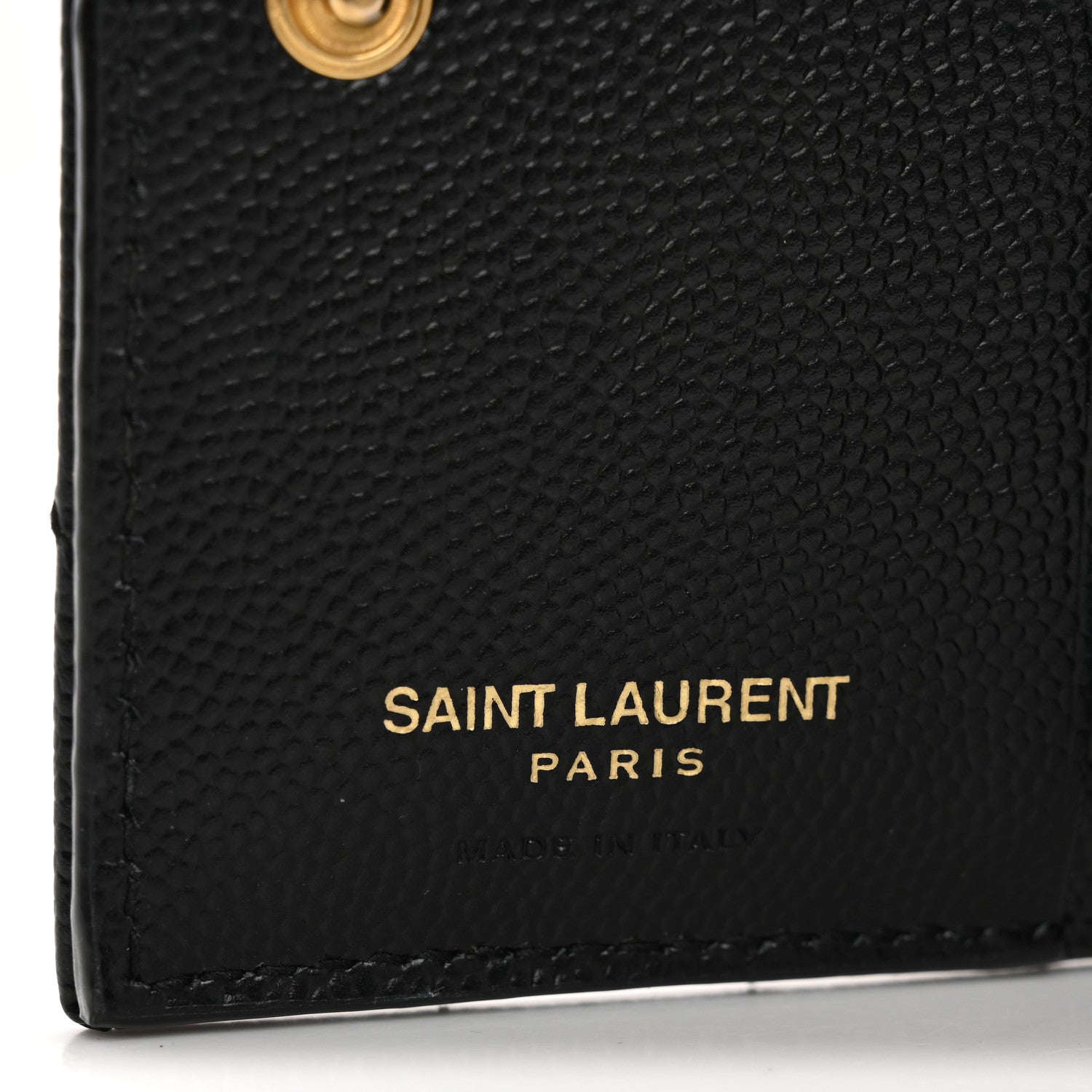 Saint Laurent Grain De Poudre Matelasse Chevron Monogram Zipped Card Case Black 6 of 9