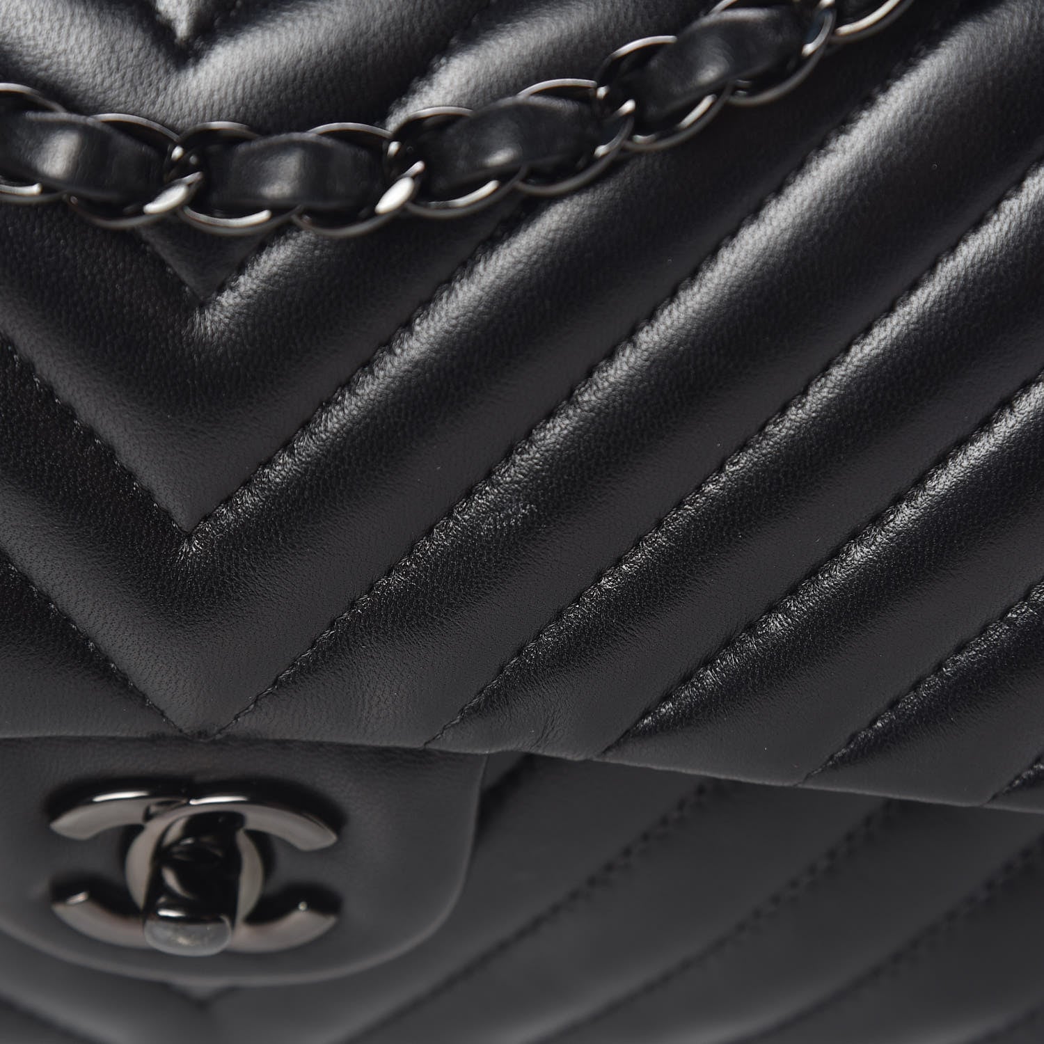 Chanel Lambskin Chevron Quilted Medium Double Flap So Black 12 of 21
