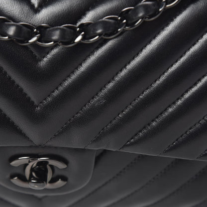 Chanel Lambskin Chevron Quilted Medium Double Flap So Black 12 of 21