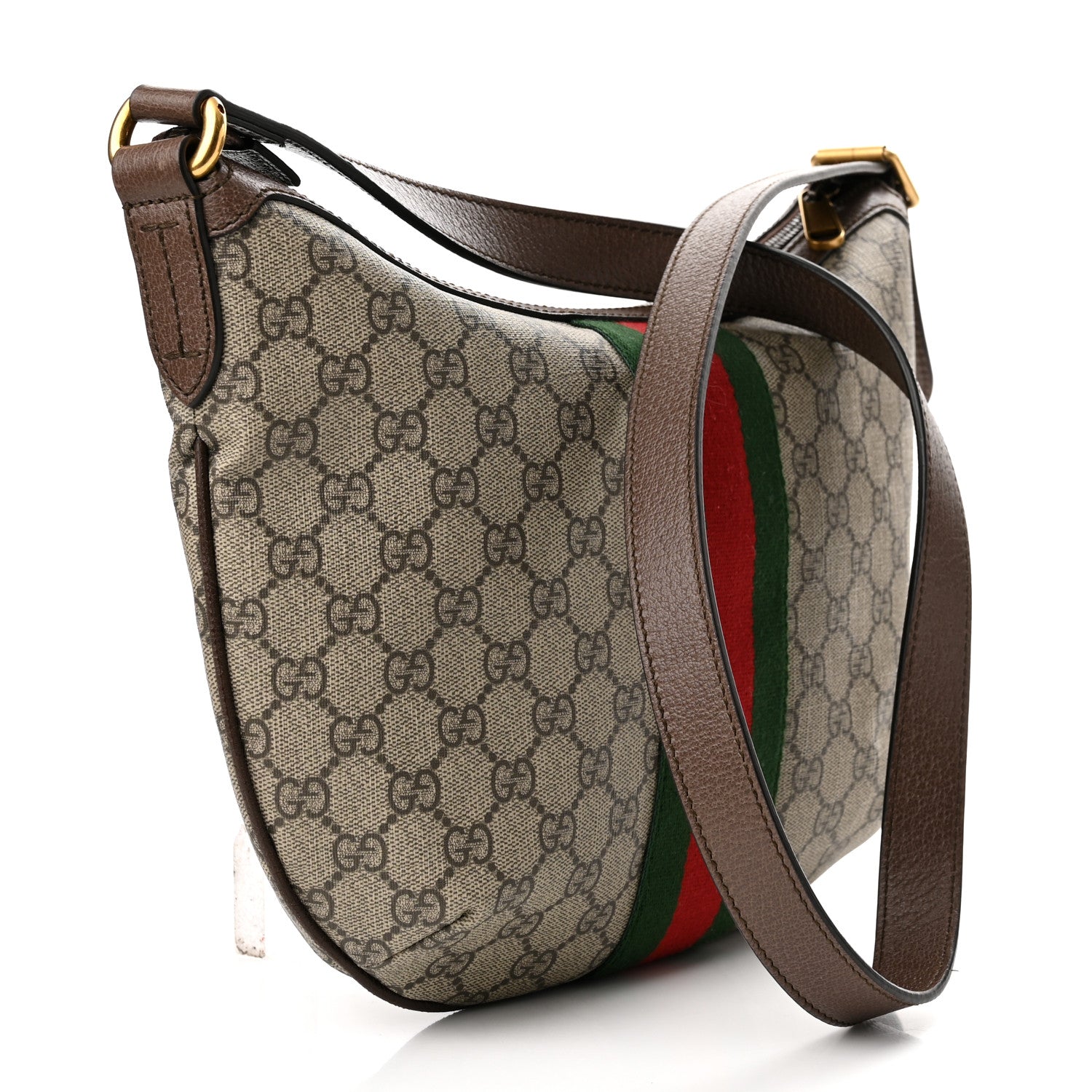 Gucci GG Supreme Monogram Web Small Ophidia Half Moon Hobo Brown 3 of 11