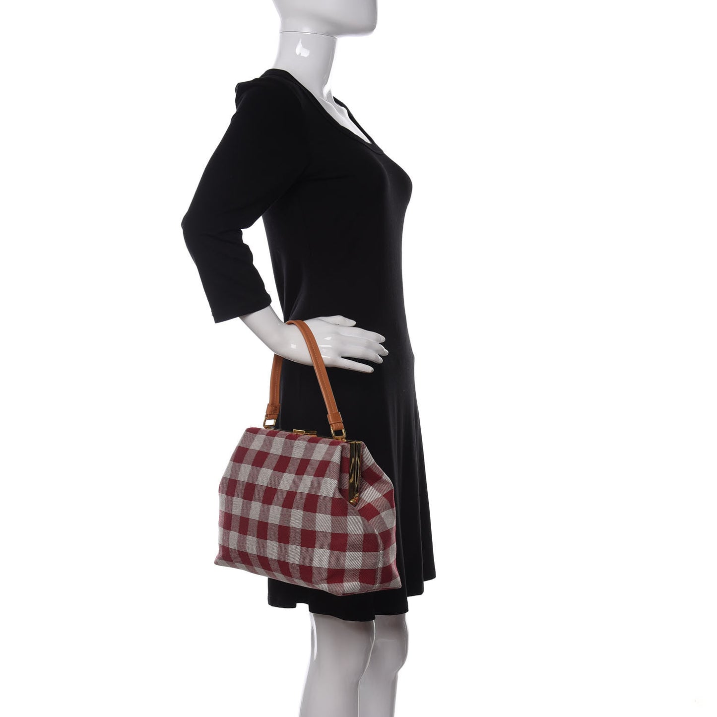 Canvas Check Elegant Top Handle Bag Flamma