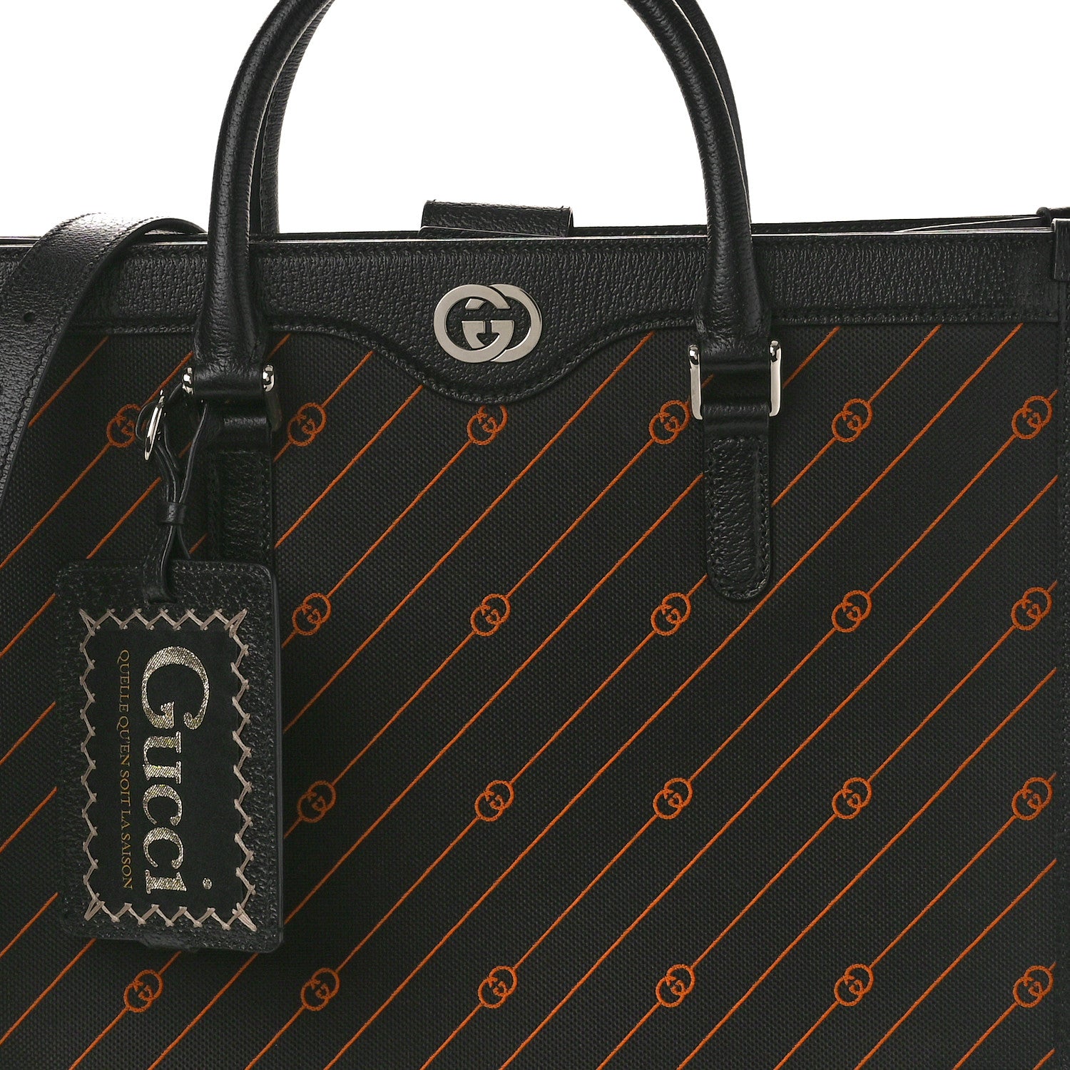 Gucci Jacquard Canvas Medium Interlocking G Tote Bag Black Orange 8 of 10