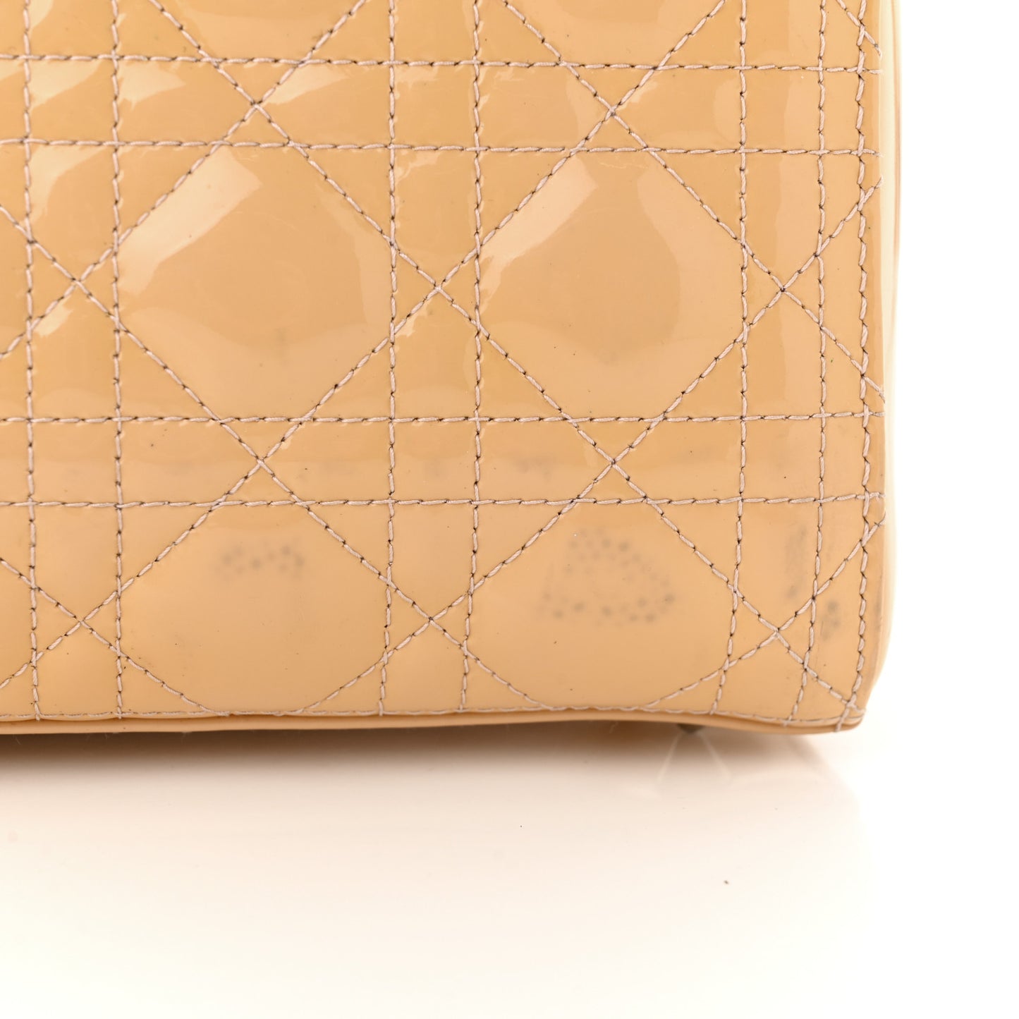 Patent Cannage Medium Lady Dior Beige