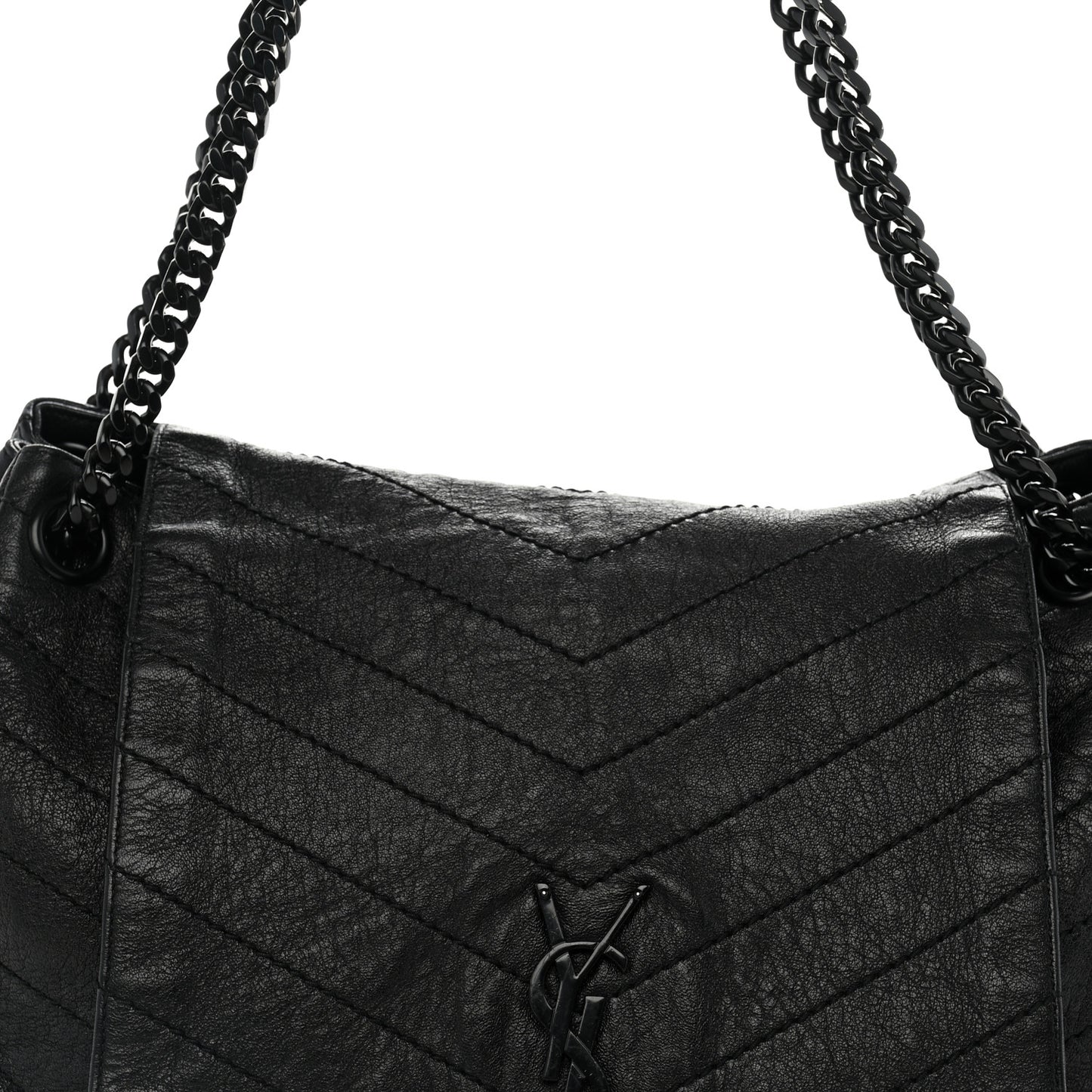 Vintage Lambskin Chevron Monogram Medium Nolita Black