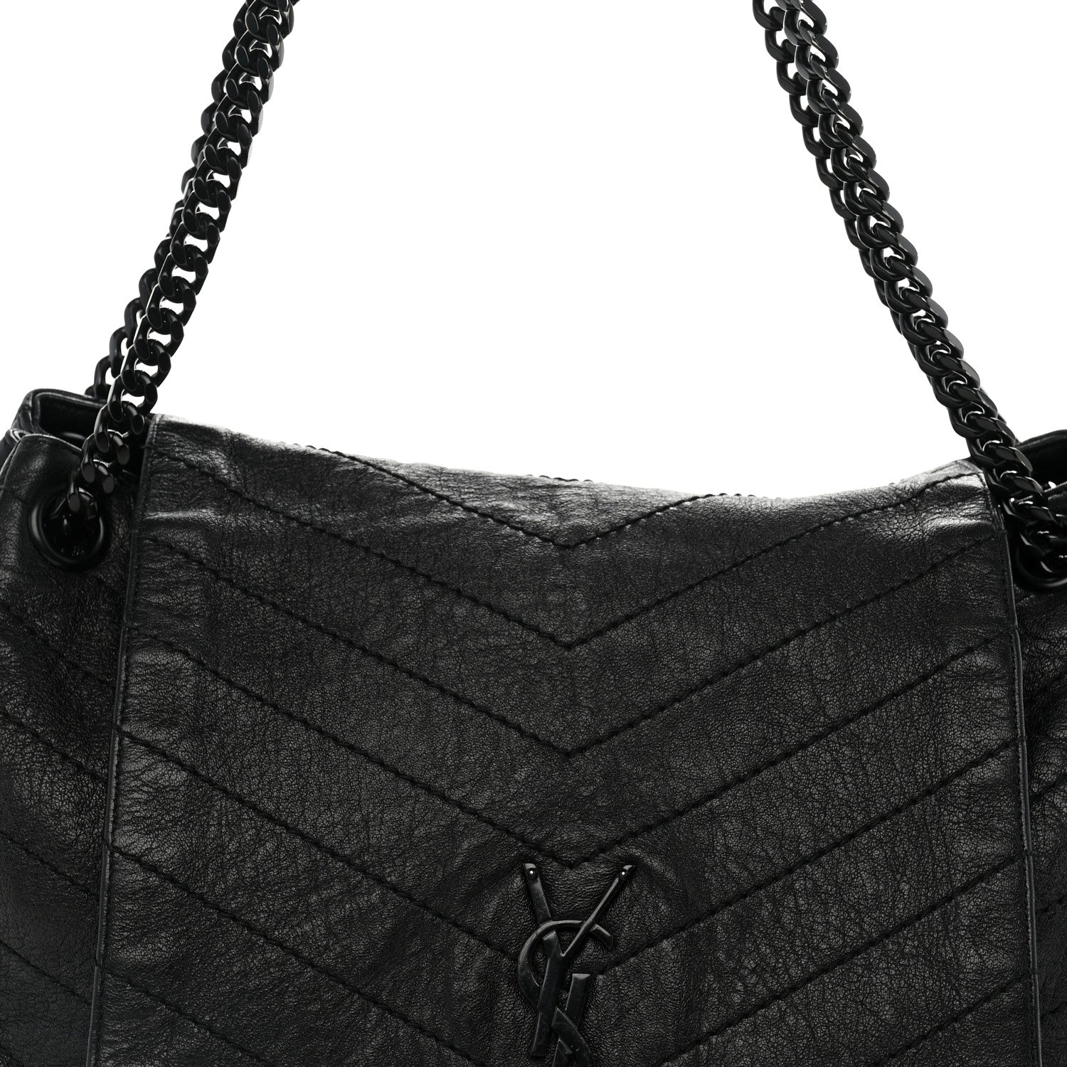 Saint Laurent Vintage Lambskin Chevron Monogram Medium Nolita Black 7 of 12