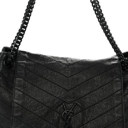 Saint Laurent Vintage Lambskin Chevron Monogram Medium Nolita Black 7 of 12