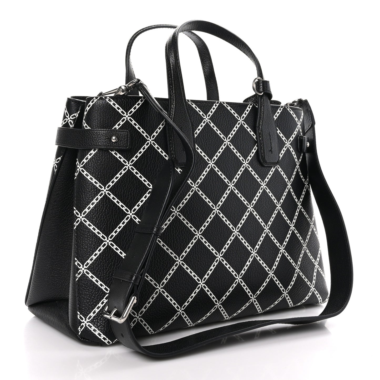 Goatskin Chain Print Medium Banner Tote Black