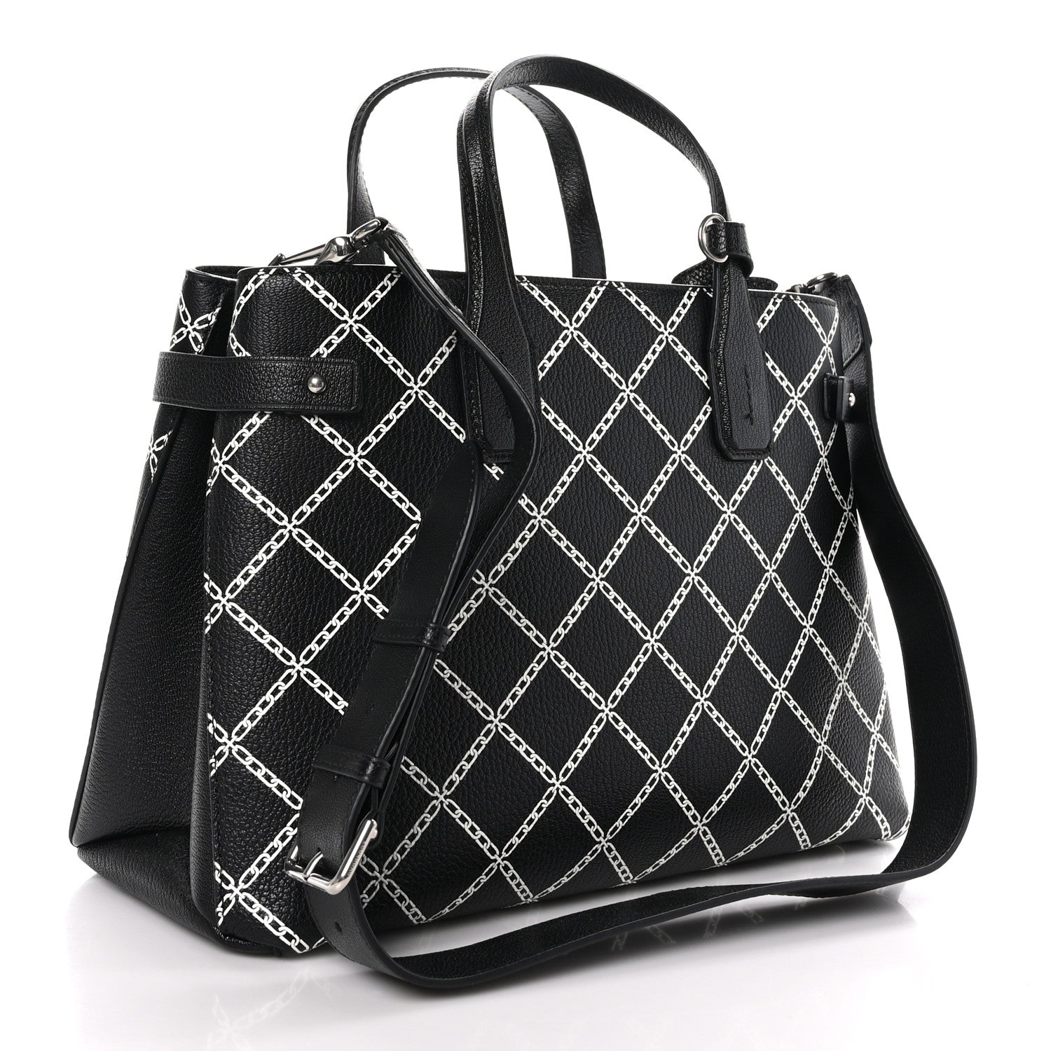 Burberry Goatskin Chain Print Medium Banner Tote Black 3 of 9