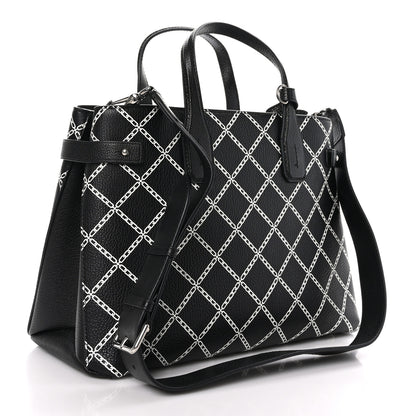 Burberry Goatskin Chain Print Medium Banner Tote Black 3 of 9