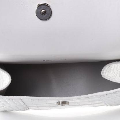 Balenciaga Shiny Calfskin Crocodile Embossed Hourglass Top Handle Bag XS White 4 of 4