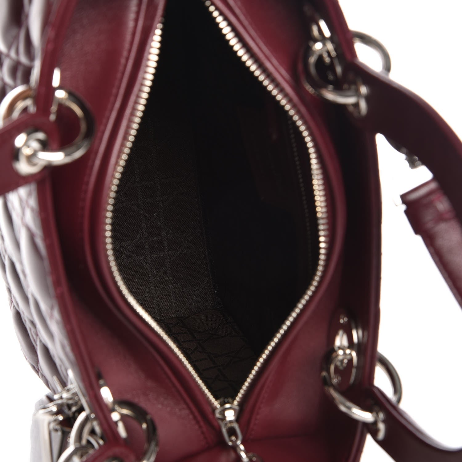 Christian Dior Lambskin Cannage Medium Lady Dior Burgundy 6 of 8