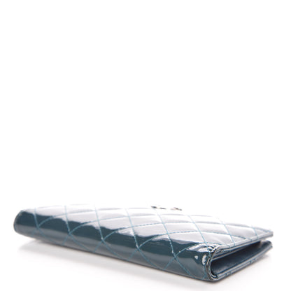 Chanel Patent Quilted Brilliant Yen Wallet Dark Blue 4 of 11