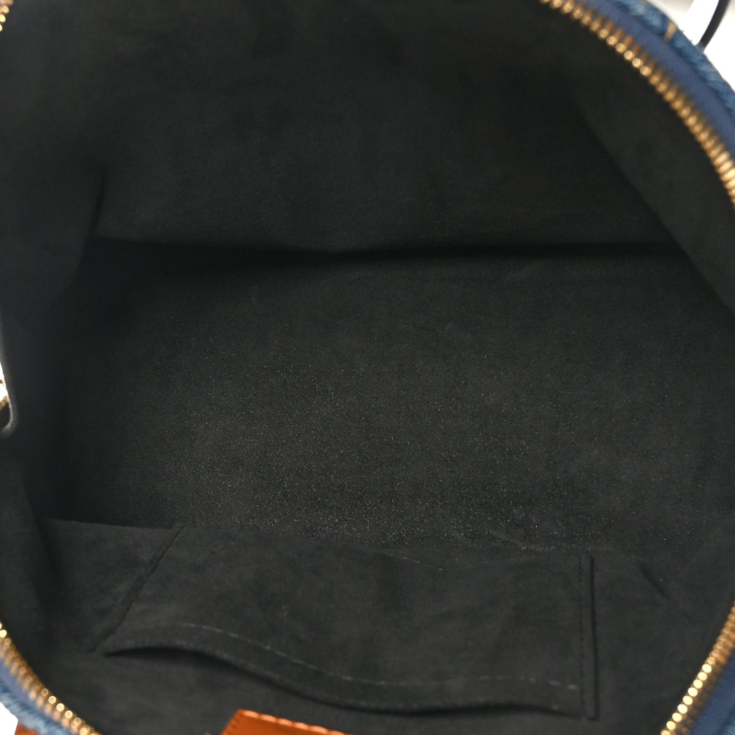 Denim Calfskin Reverse Monogram Malletage Alma BB Blue