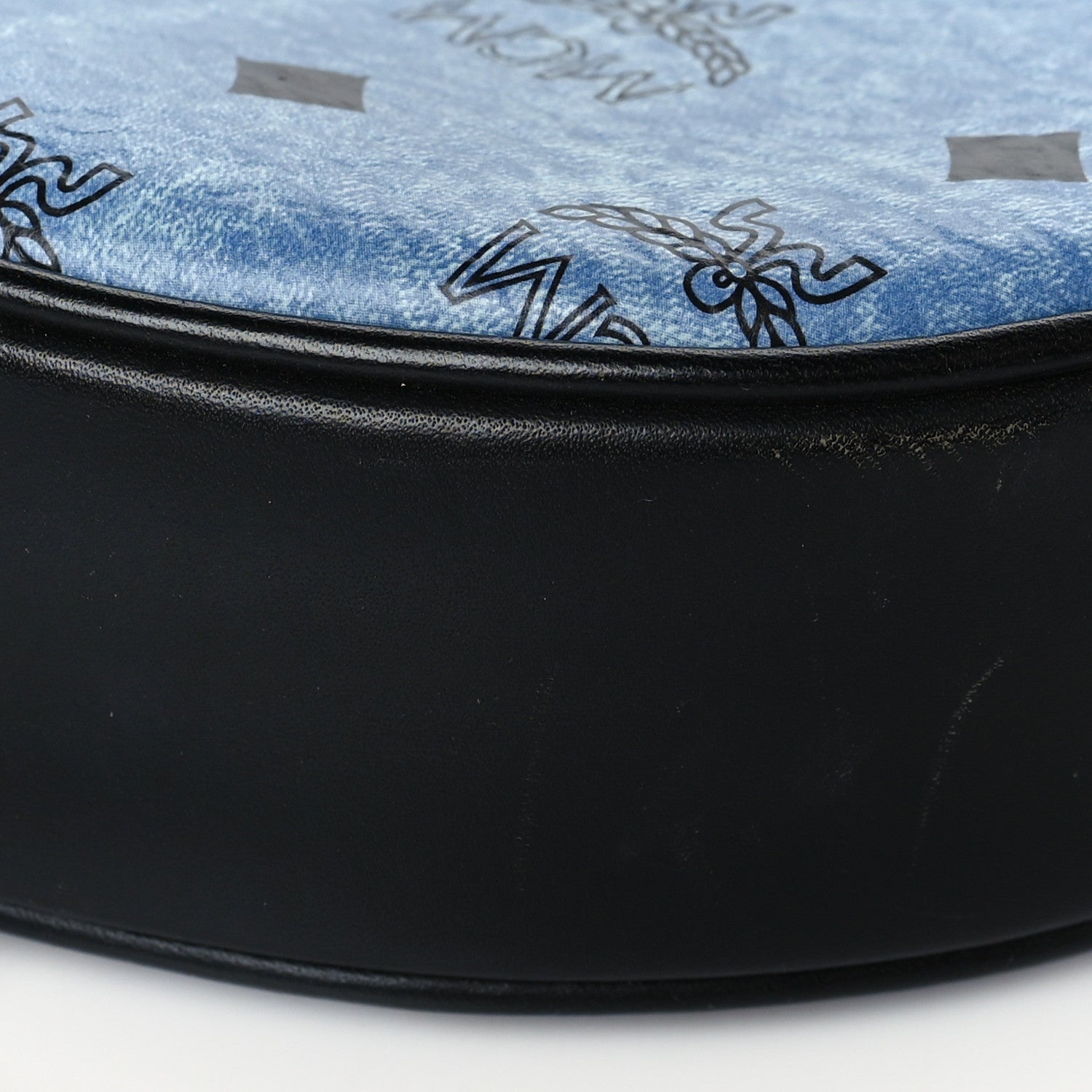 MCM Visetos Calfskin Round Crossbody Bag Denim Blue 9 of 9