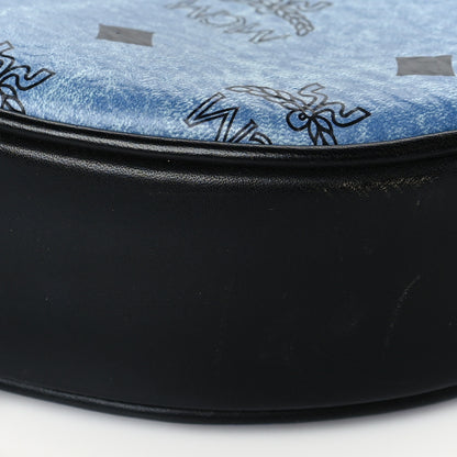 MCM Visetos Calfskin Round Crossbody Bag Denim Blue 9 of 9