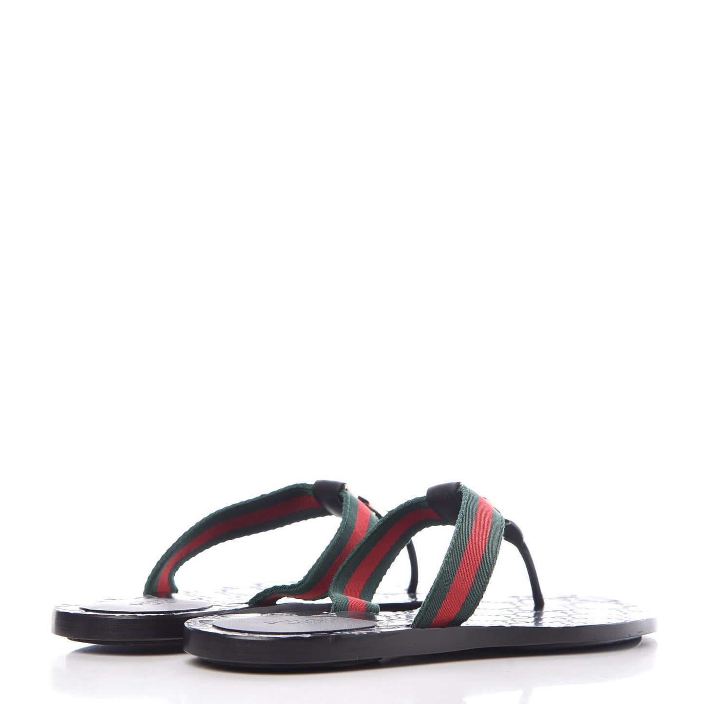 Nylon Guccissima Web Womens Thong Sandals 38 Green Red Black
