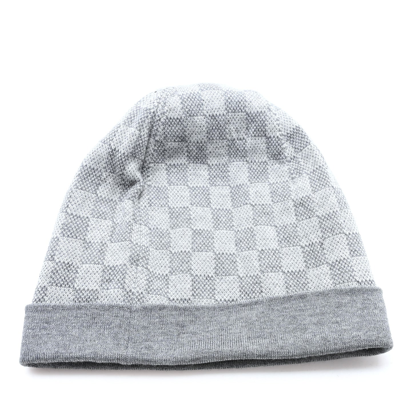 Wool Bonnet Petit Damier Beanie Hat Grey
