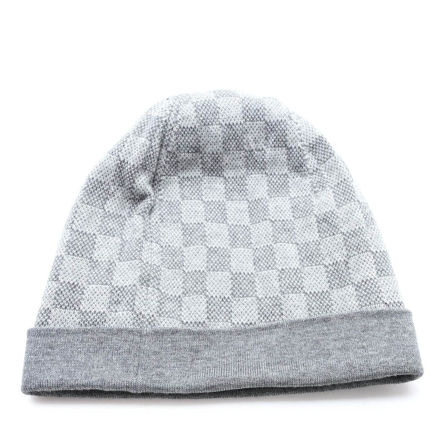Louis Vuitton Wool Bonnet Petit Damier Beanie Hat Grey 3 of 5