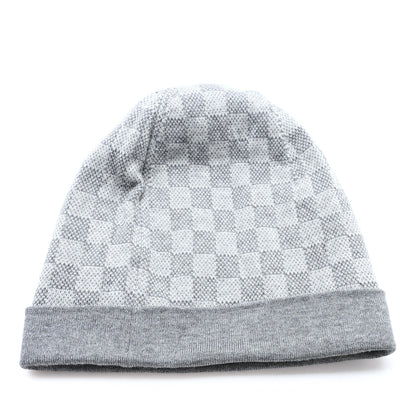 Louis Vuitton Wool Bonnet Petit Damier Beanie Hat Grey 3 of 5