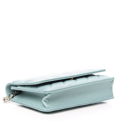 Chanel Caviar Quilted Wallet On Chain WOC Light Blue 3 of 9