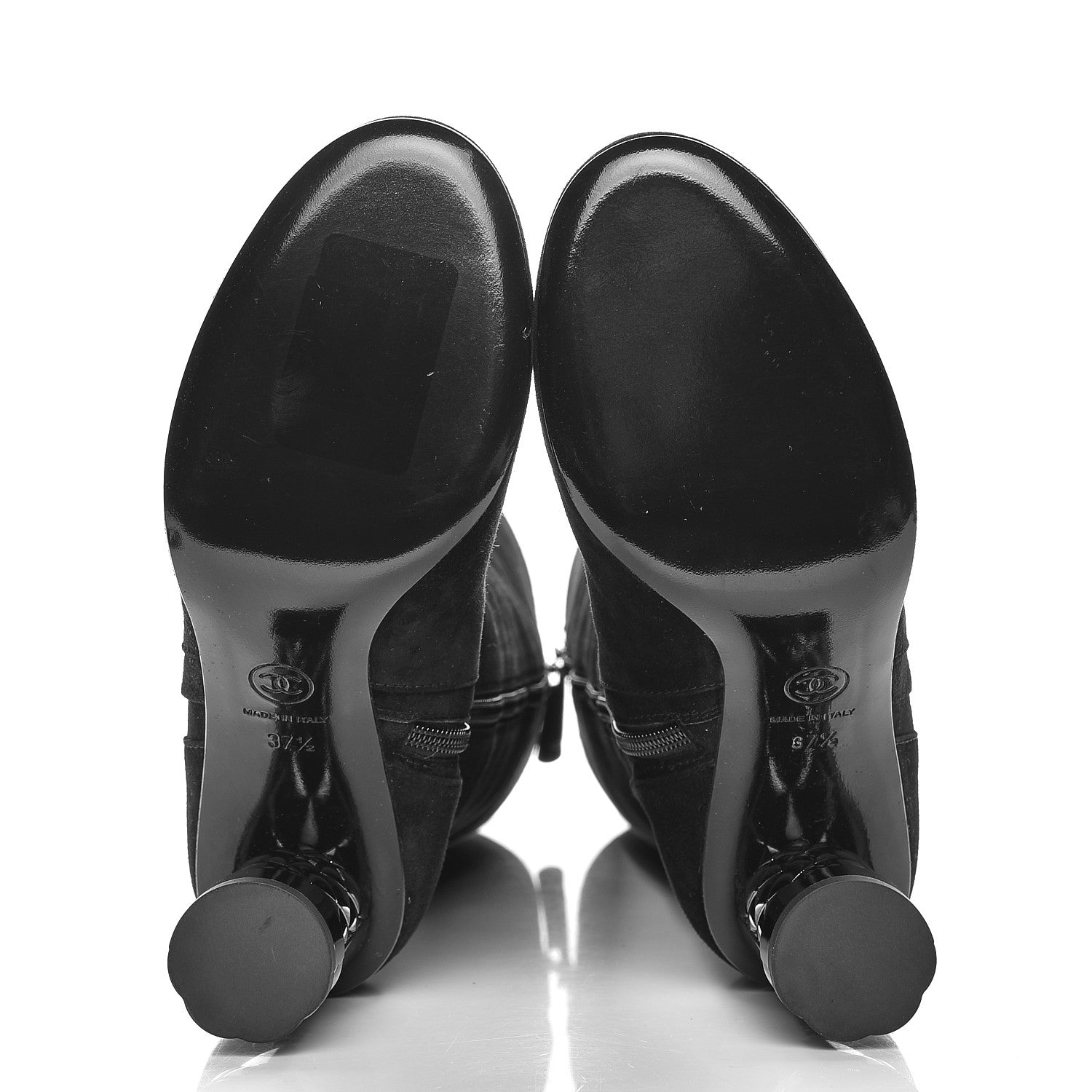 Chanel Suede Calfskin High Boots 37.5 Black 5 of 8