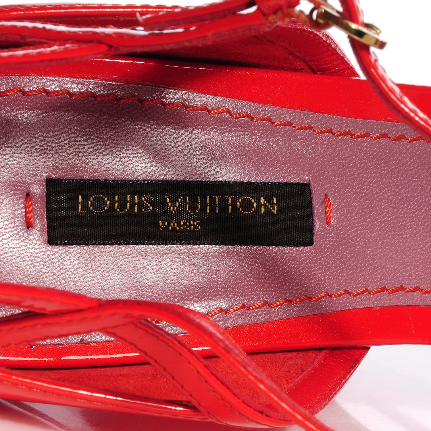Louis Vuitton Patent Wedge Sandals 37 Orange Sunset 7 of 7