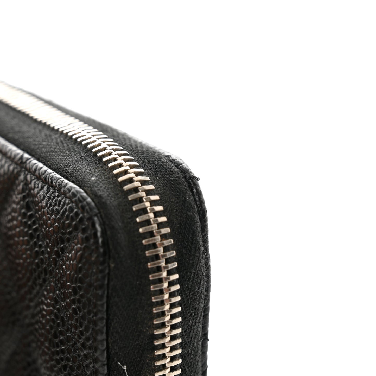 Caviar Quilted Large Gusset Zip Around Wallet Black