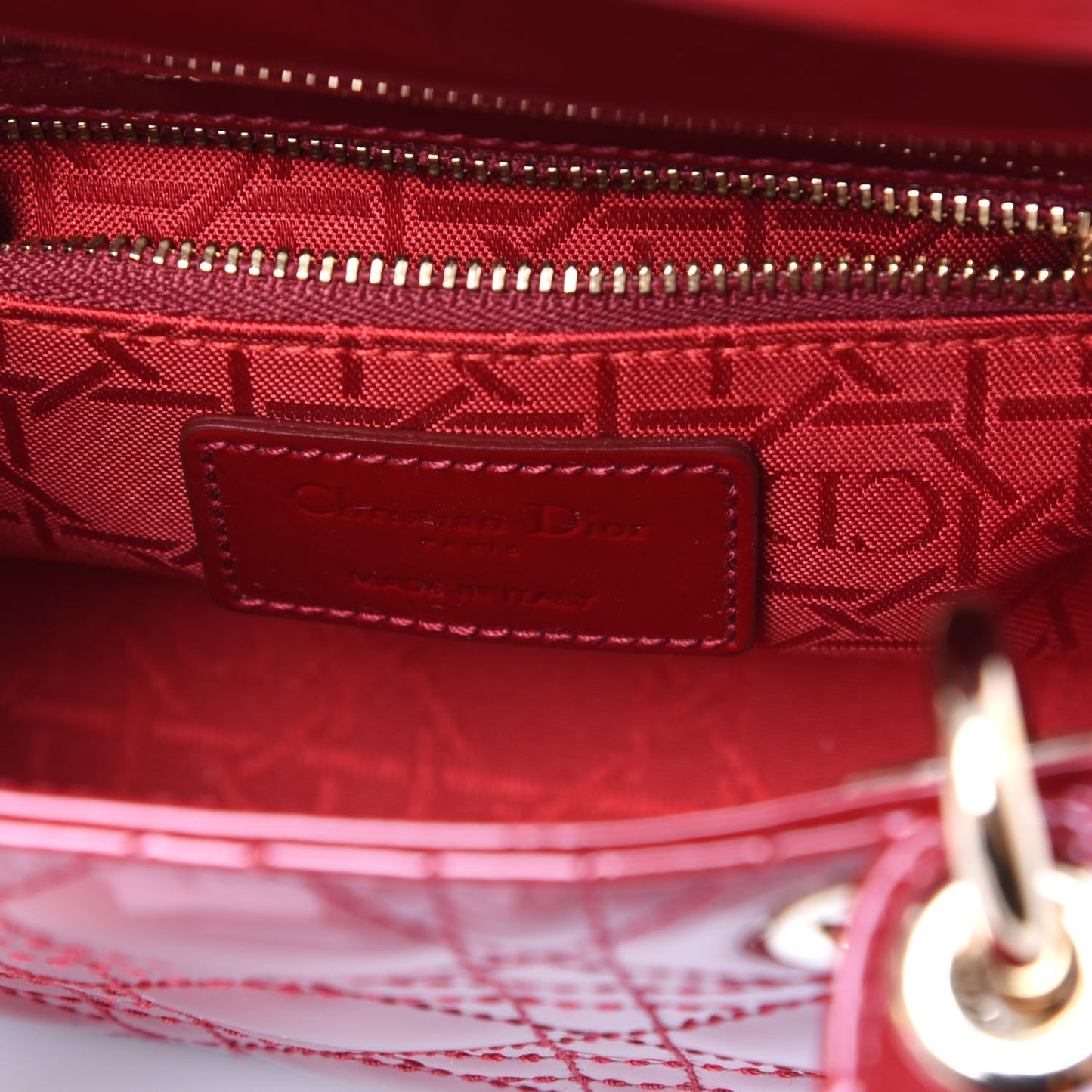 Patent Cannage Mini Lady Dior Red