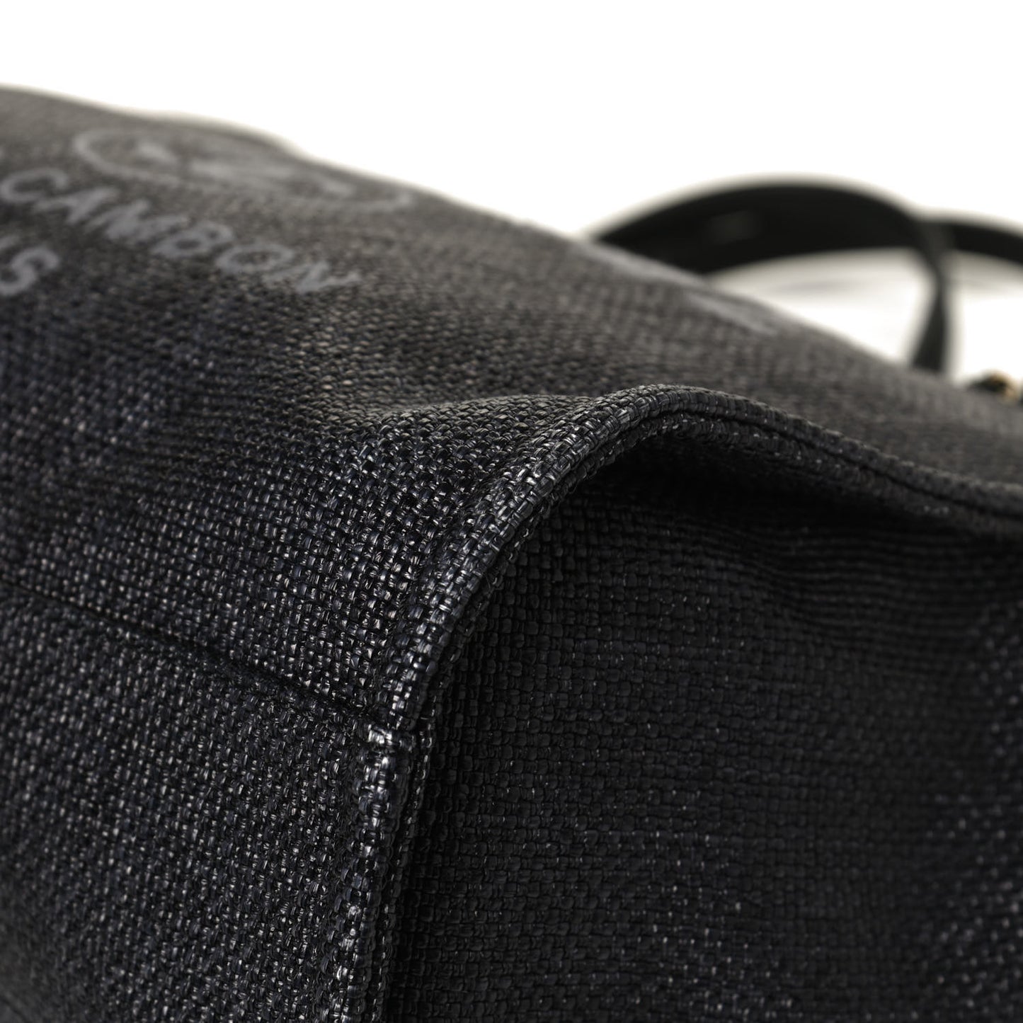 Woven Straw Raffia Small Deauville Tote Black