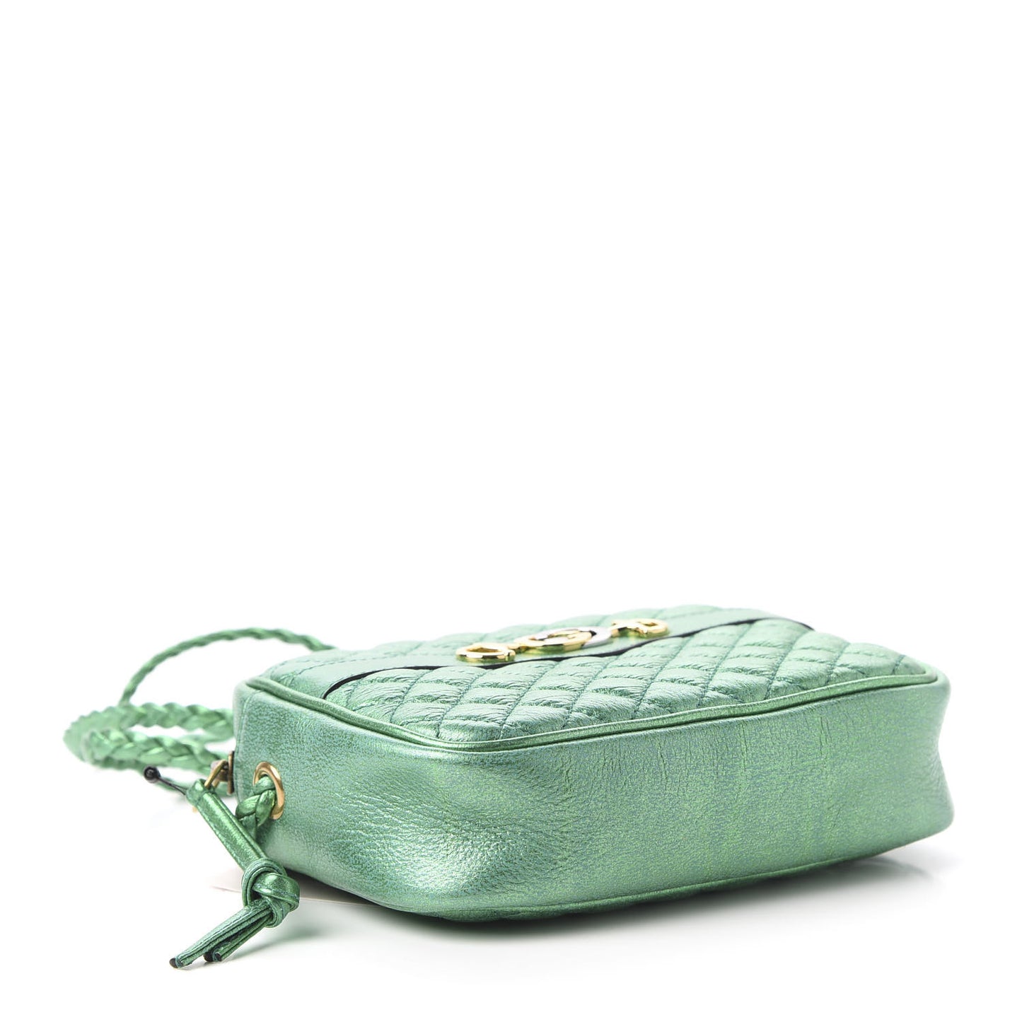 Laminated Nappa Trapuntata Mini Zumi Shoulder Bag Jasmine Green