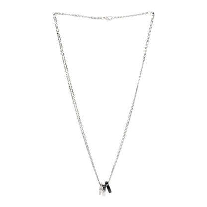 Cartier 18K White Gold Ceramic Diamond Three Ring LOVE Necklace 3 of 6