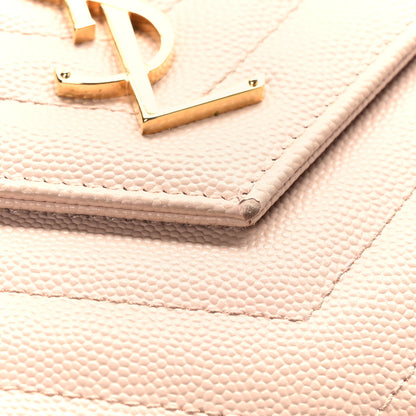 Saint Laurent Grain De Poudre Matelasse Chevron Monogram Chain Wallet Rose Antic 10 of 11